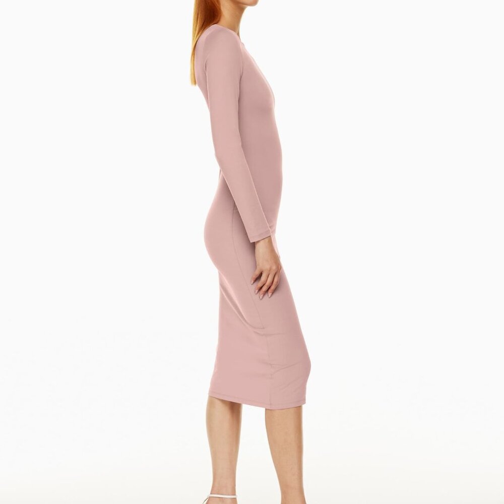 Aritzia Babaton Contour Crew Longsleeve Midi Dress - Taupe - XS